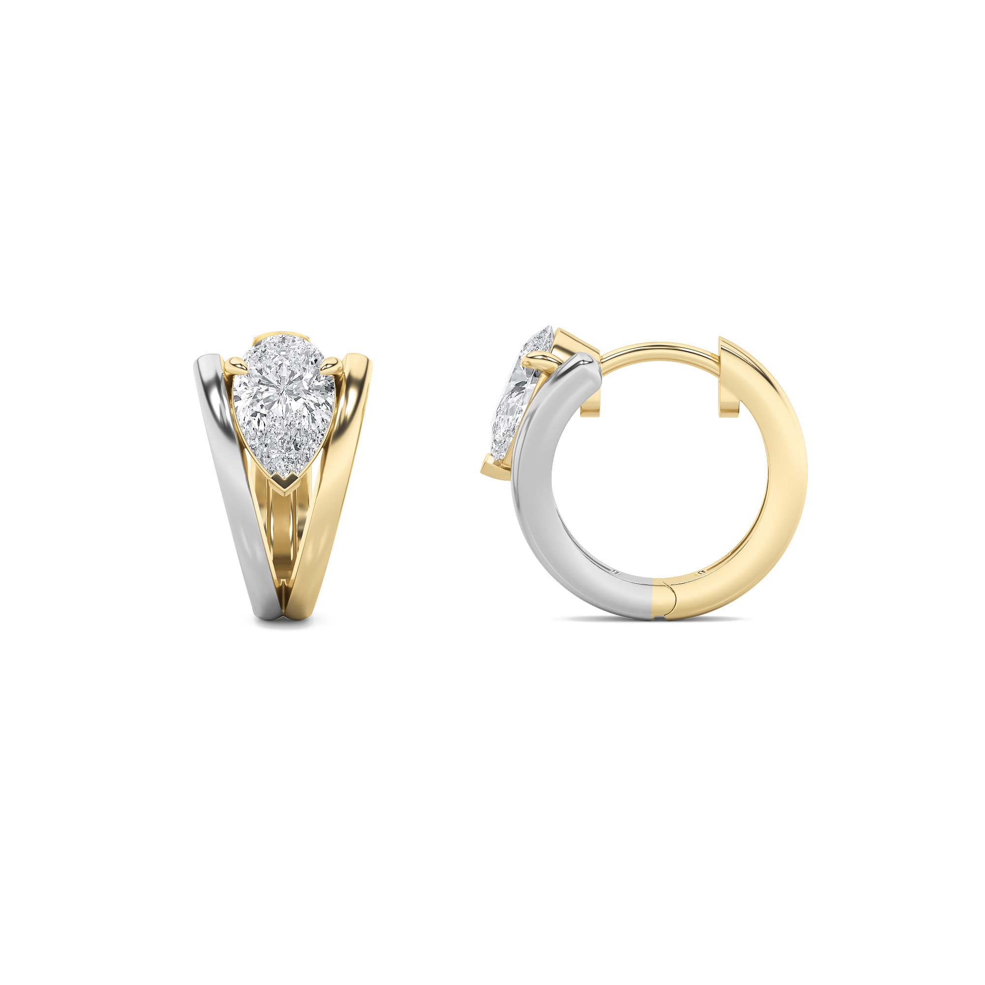 Pear Lab Diamond Fashion Earrings — 1.5 ct total weight in 14k yellow gold · product view 4