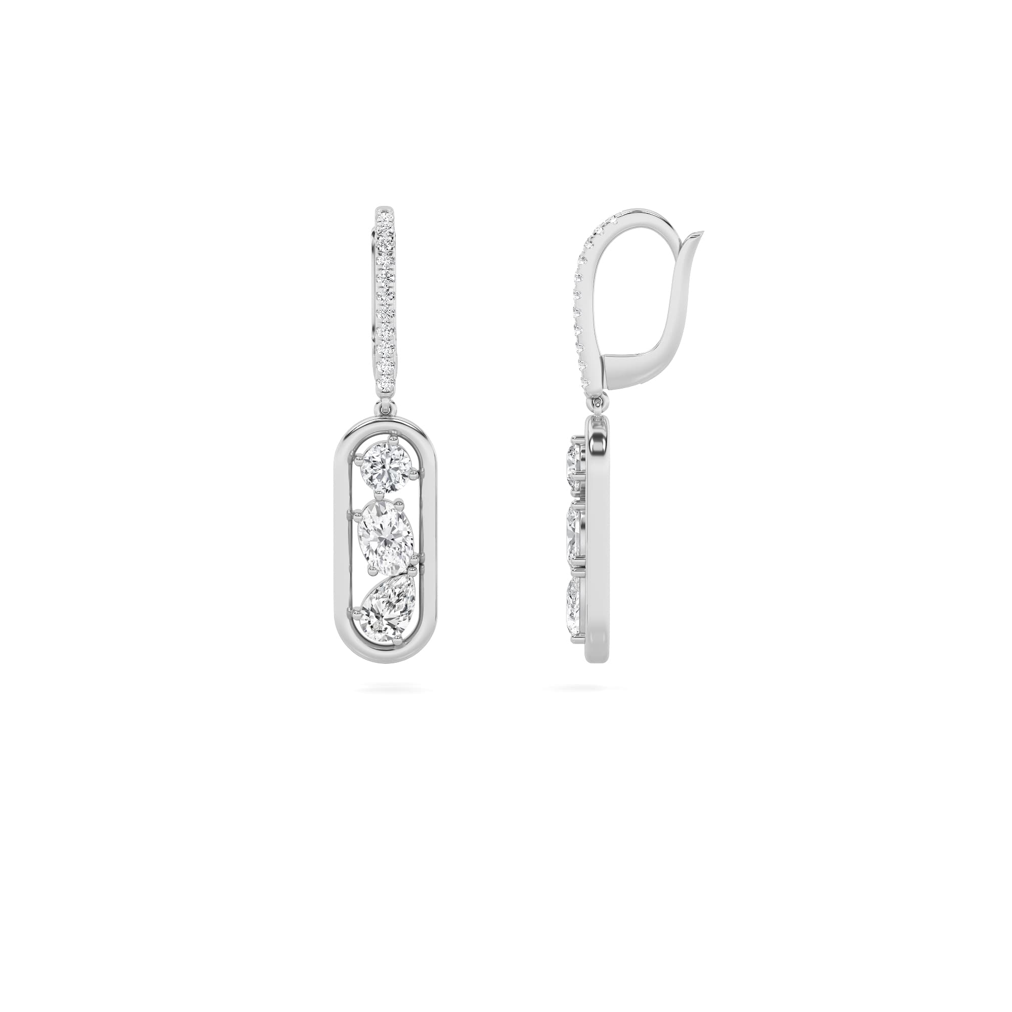 Mixed Lab Diamond Paperclip Dangle Earrings — 1.5 ct total weight in 14k white gold · product view 7