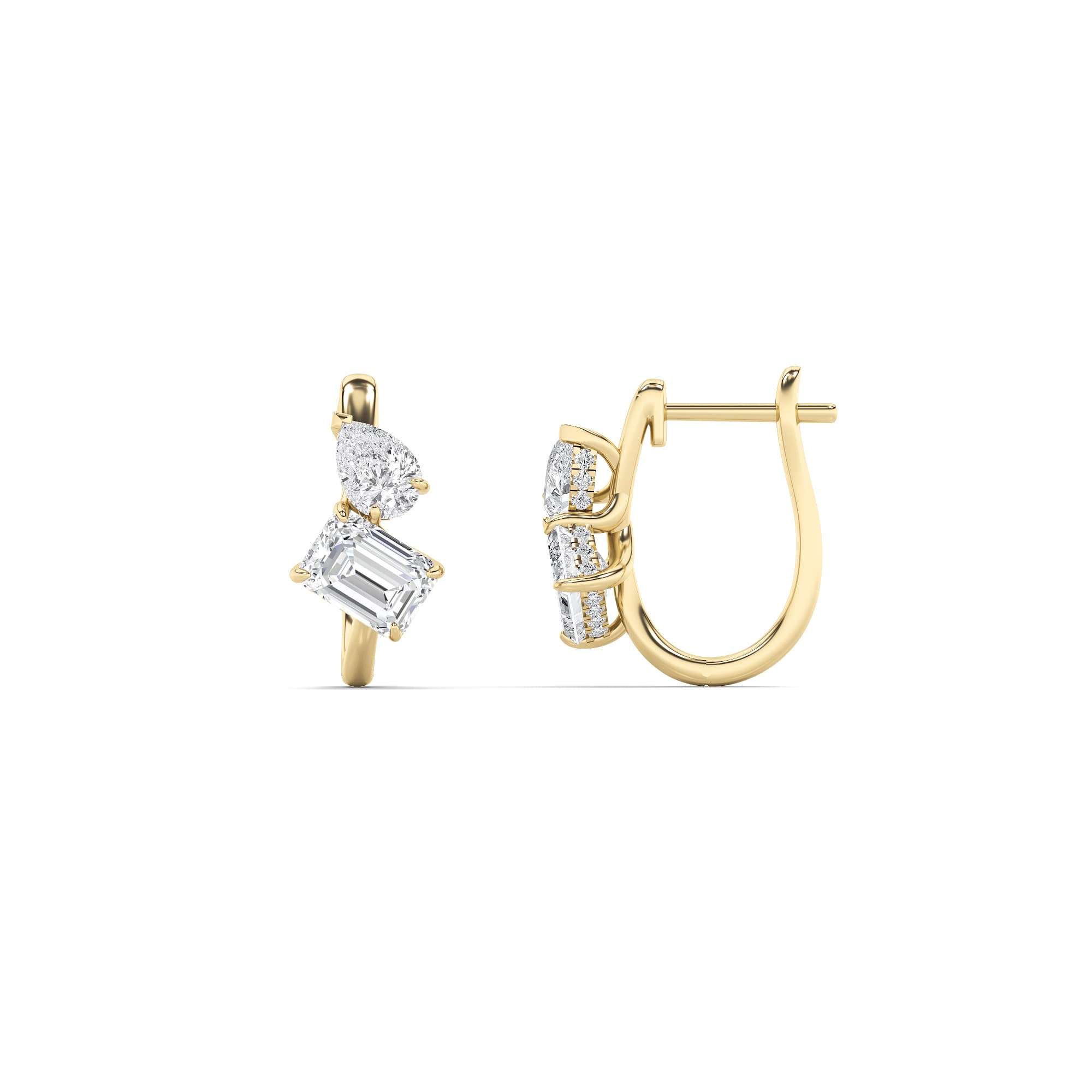 Mixed Lab Diamond Toi et Moi Fashion Earrings — 3 ct total weight in 14k yellow gold · product view 1