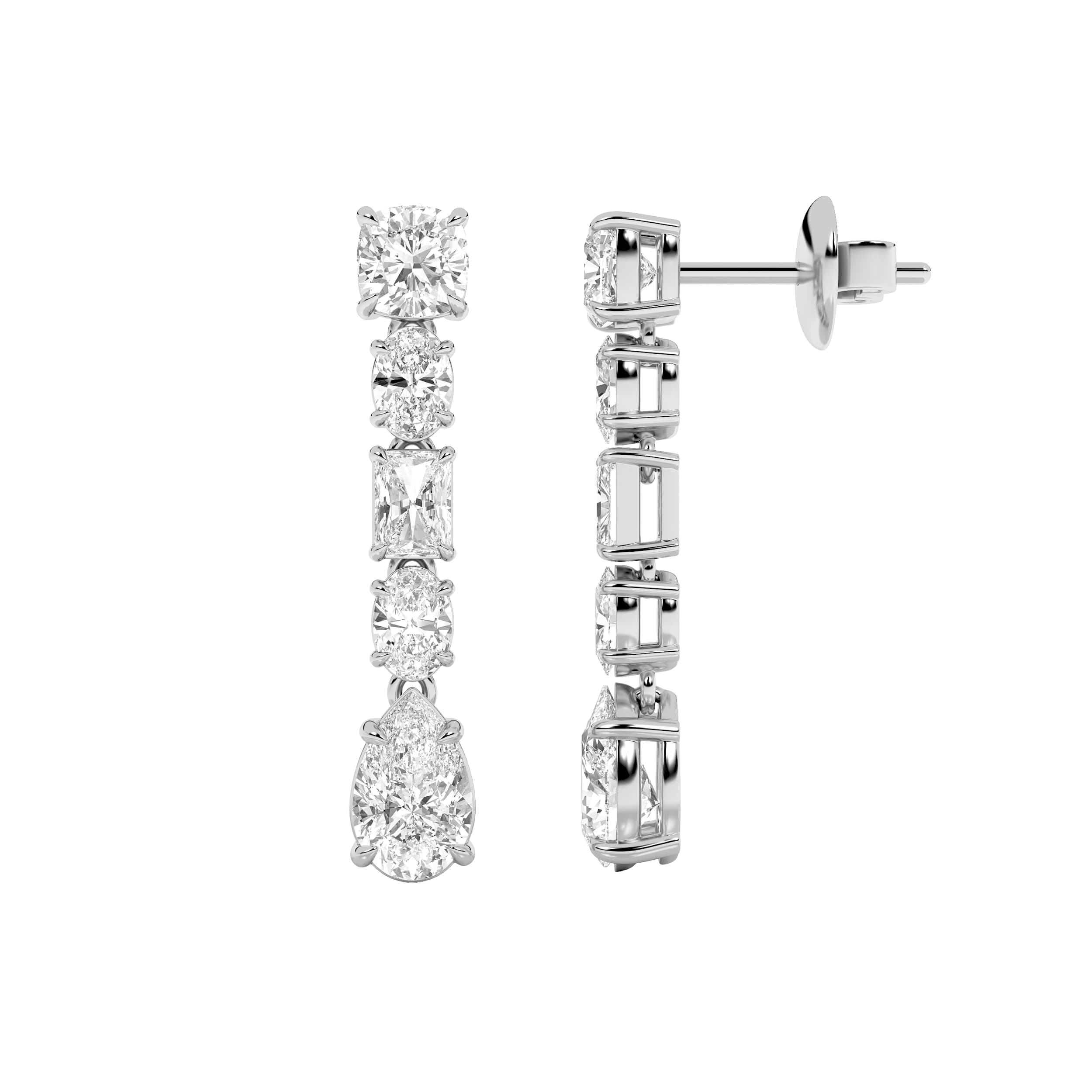 Pear Lab Diamond Dangle Earrings — 6.5 ct total weight in 14k white gold · product view 1