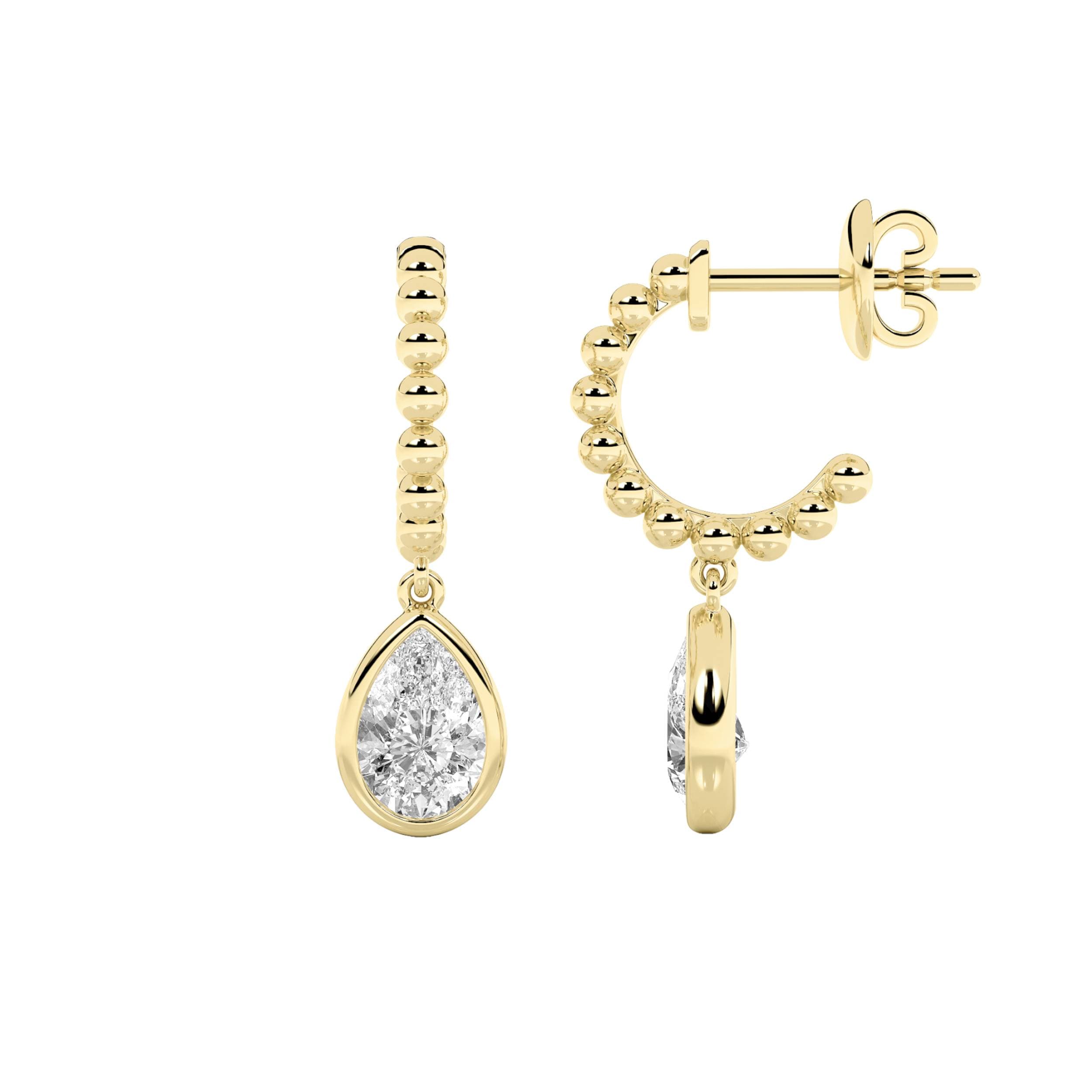 Pear Lab Diamond DangleEarrings Earrings — 1 ct total weight in 14k yellow gold · product view 1