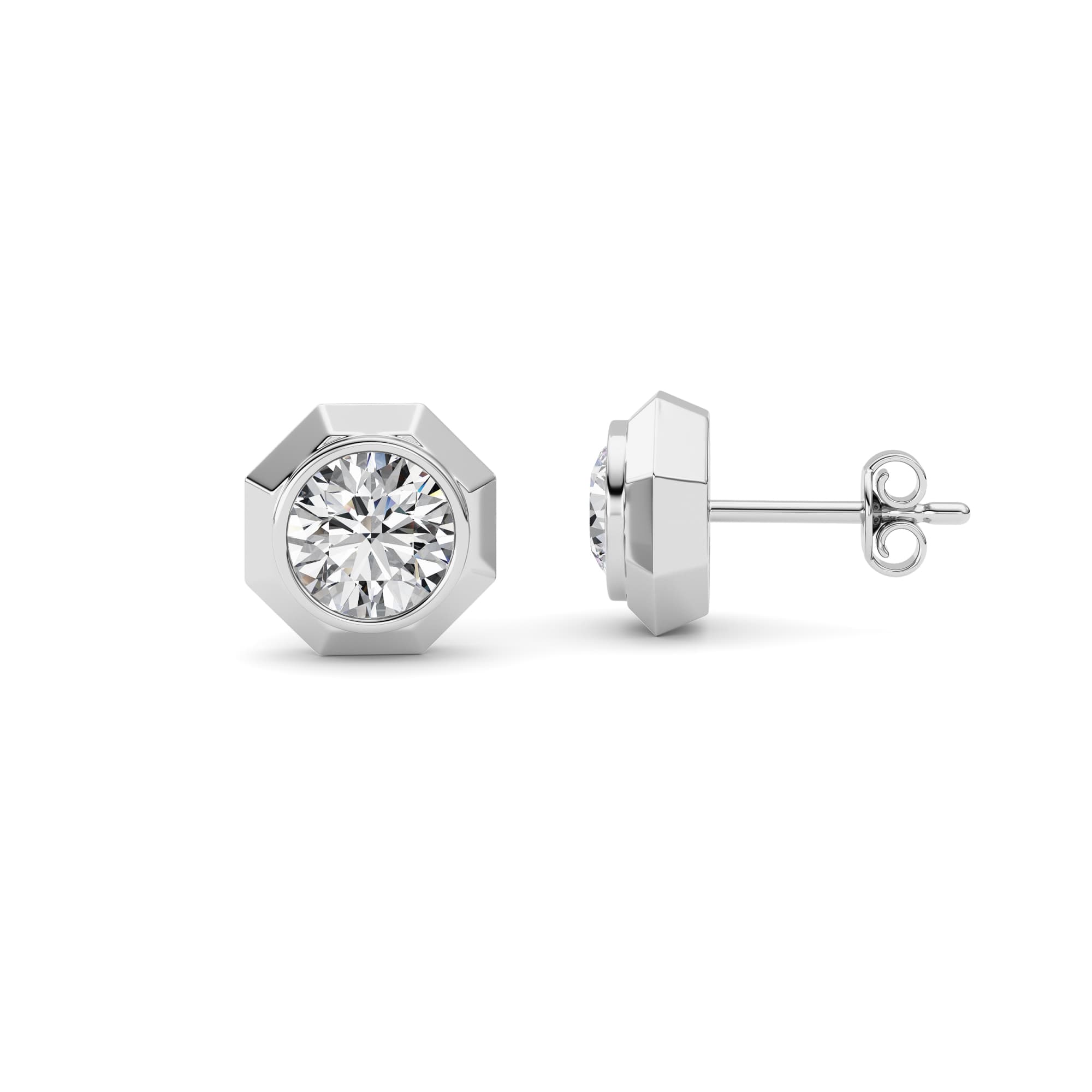 Round Lab Diamond StudEarrings Earrings — 2 ct total weight in 14k white gold · product view 1