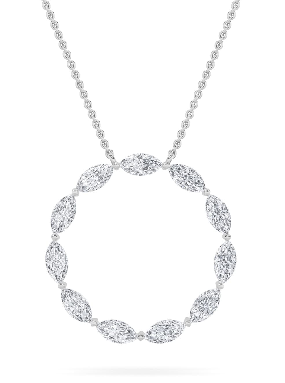 Marquise Lab Diamond Circle Necklace — 2 ct total weight in 14k white gold · product view 1