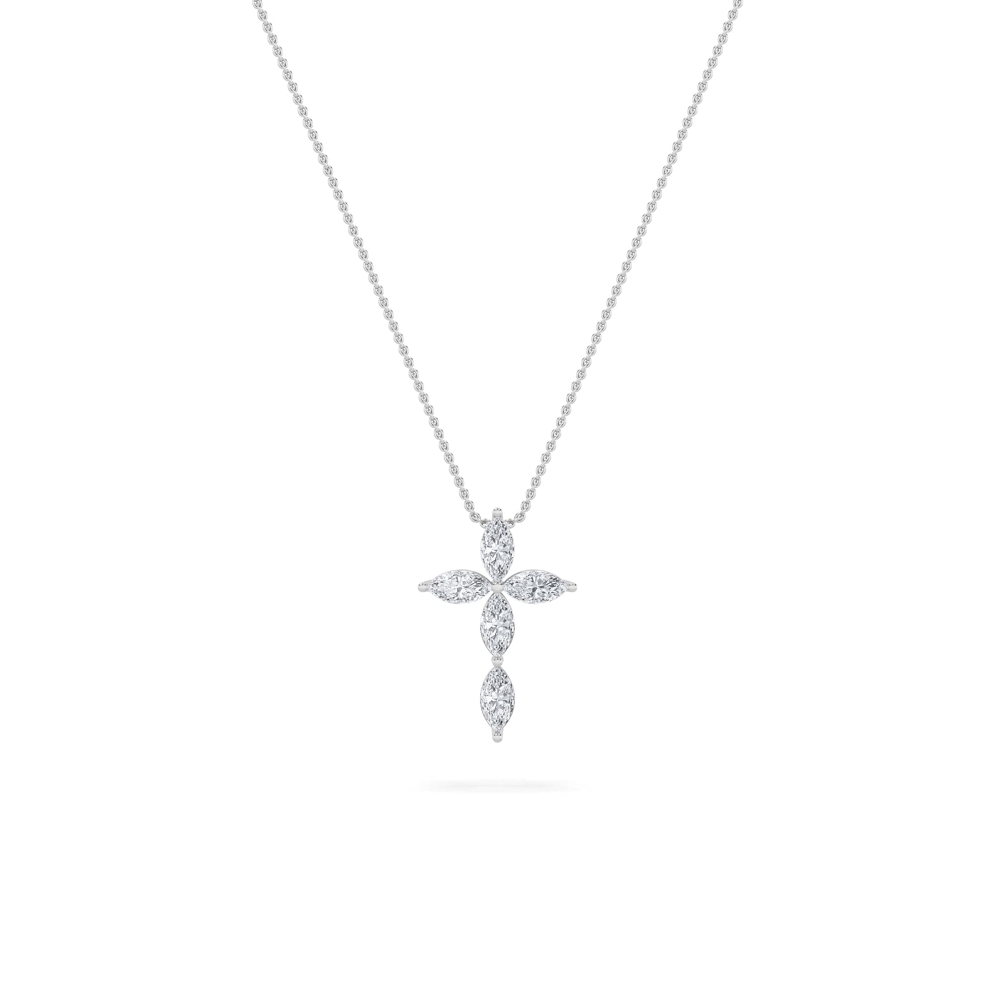 Marquise Lab Diamond Cross Pendant — 1.5 ct total weight in 14k white gold · product view 1