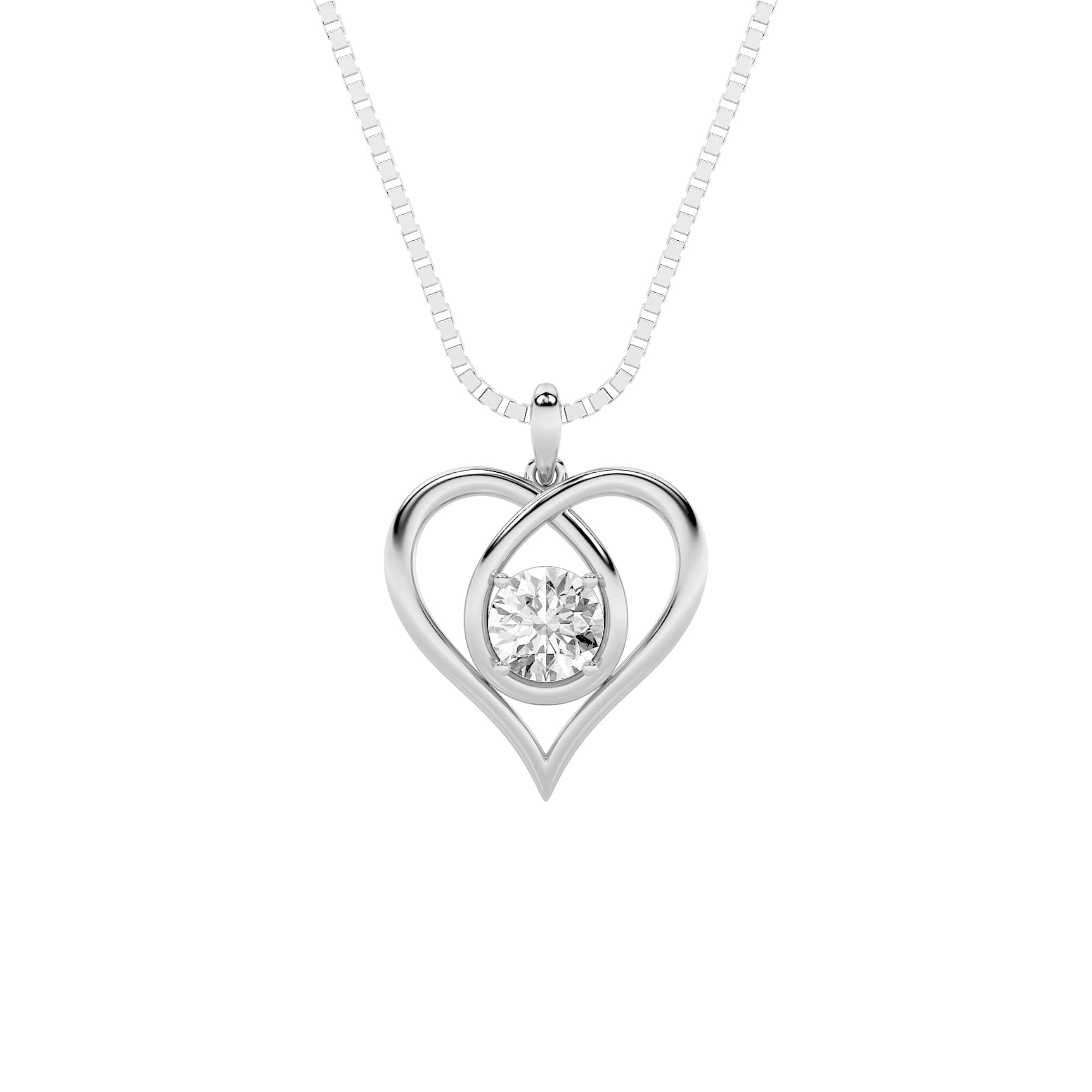 Round Lab Diamond Heart Pendant — 1.5 ct total weight in 14k white gold · product view 1