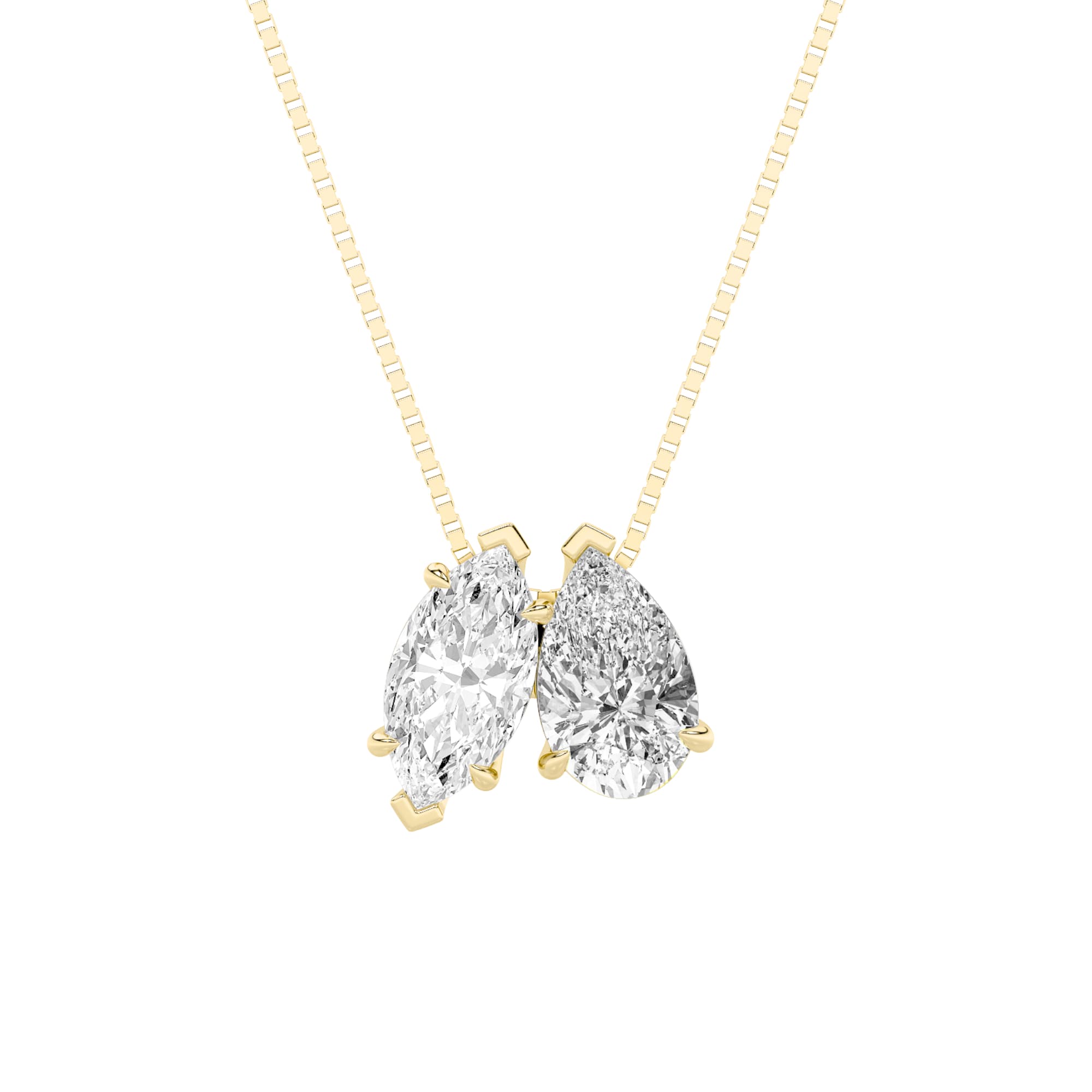 Pear Fancy Yellow & White Lab Diamond Two Stone Fancy Pendant — 2.5 ct total weight in 14k yellow gold · product view 1