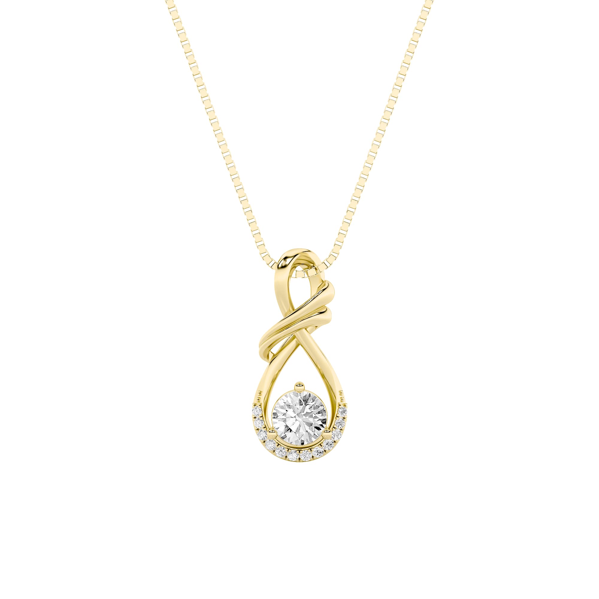 Round Lab Diamond Solitaire Pendant — 1 ct total weight in 14k yellow gold · product view 1