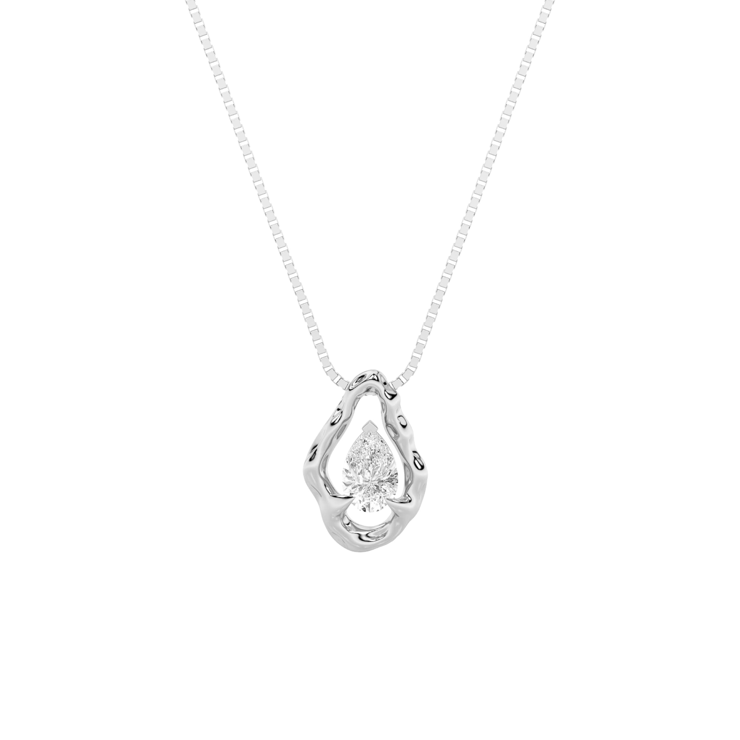 Pear Lab Diamond Organic Design Solitaire Pendant — 1 ct total weight in 14k white gold · product view 1