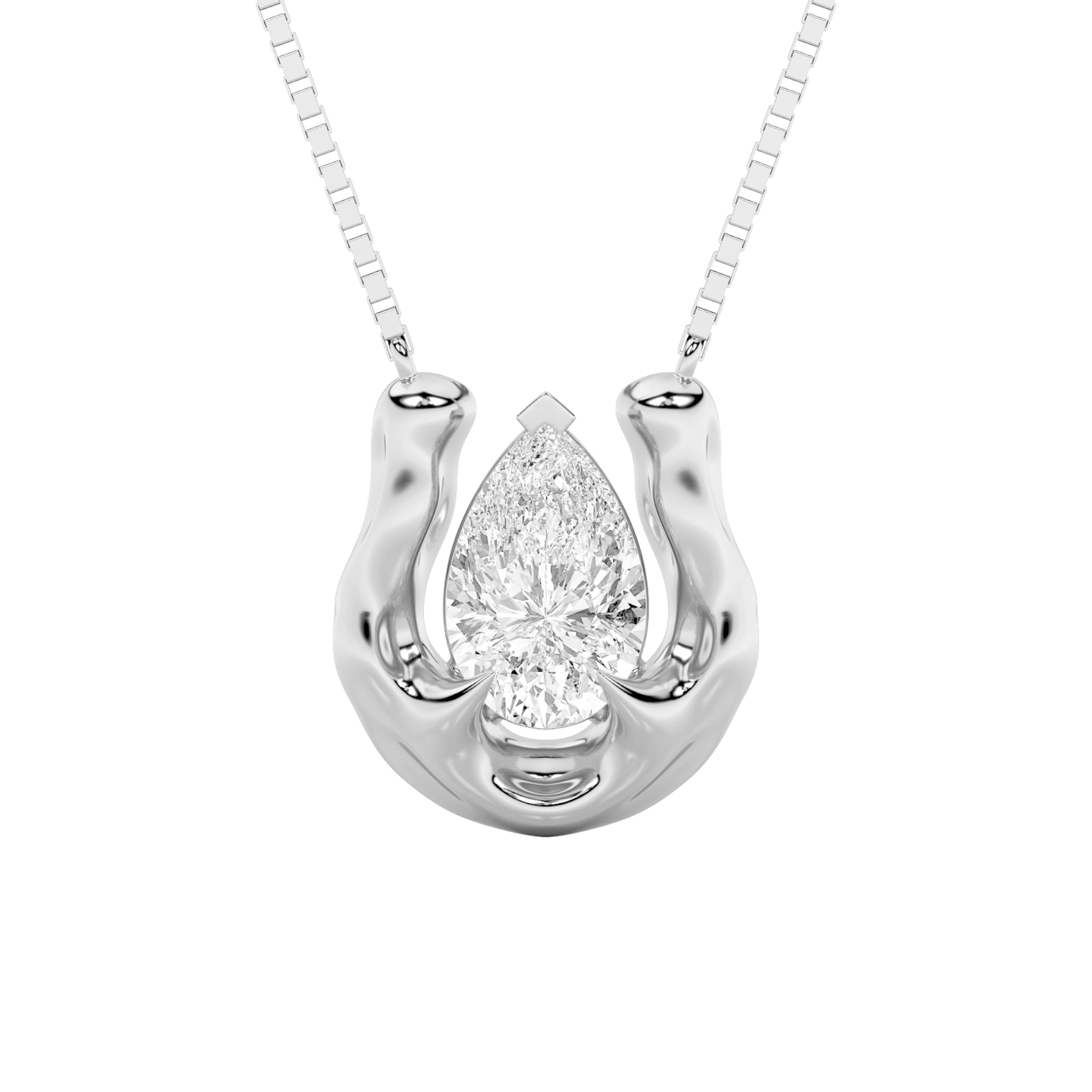 Pear Lab Diamond Prong-Set Necklace — 1 ct total weight in 14k white gold · product view 1