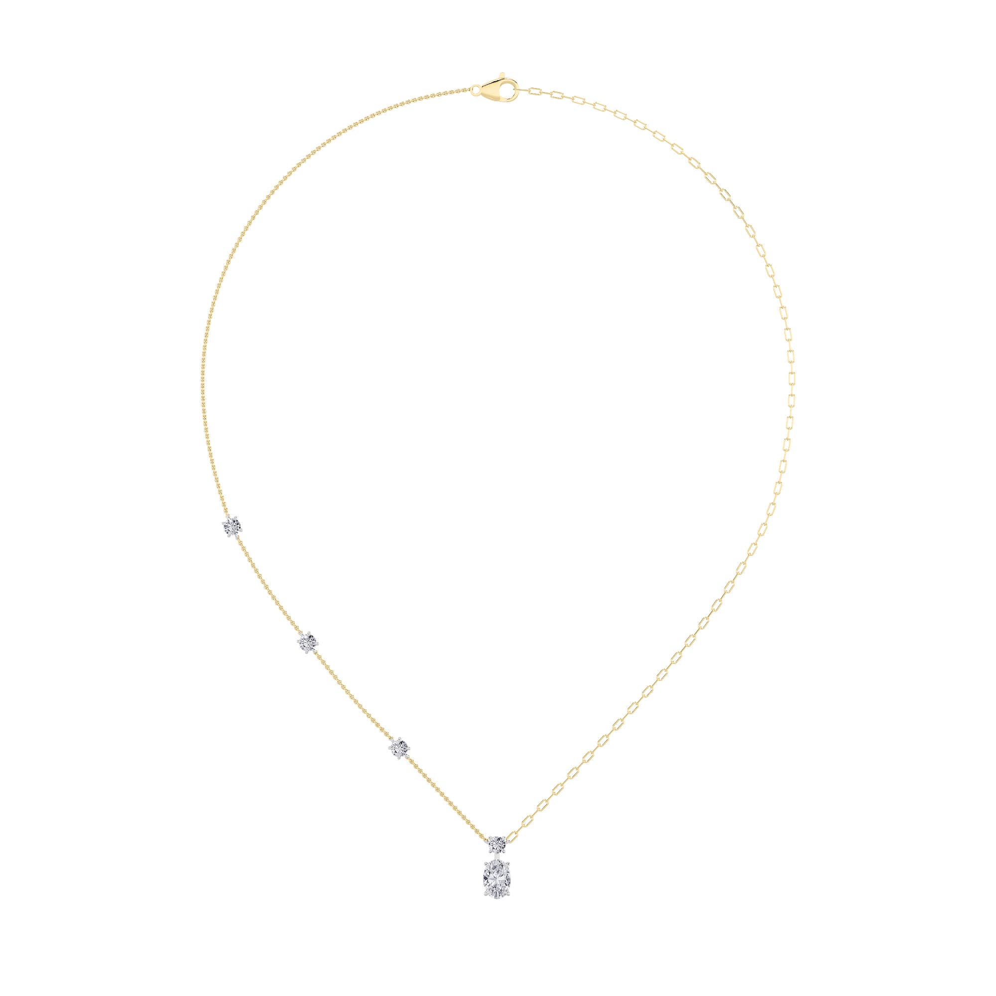 Oval Lab Diamond Strata Chic Collection Necklace — 3.5 ct total weight in 14k yellow gold · product view 1