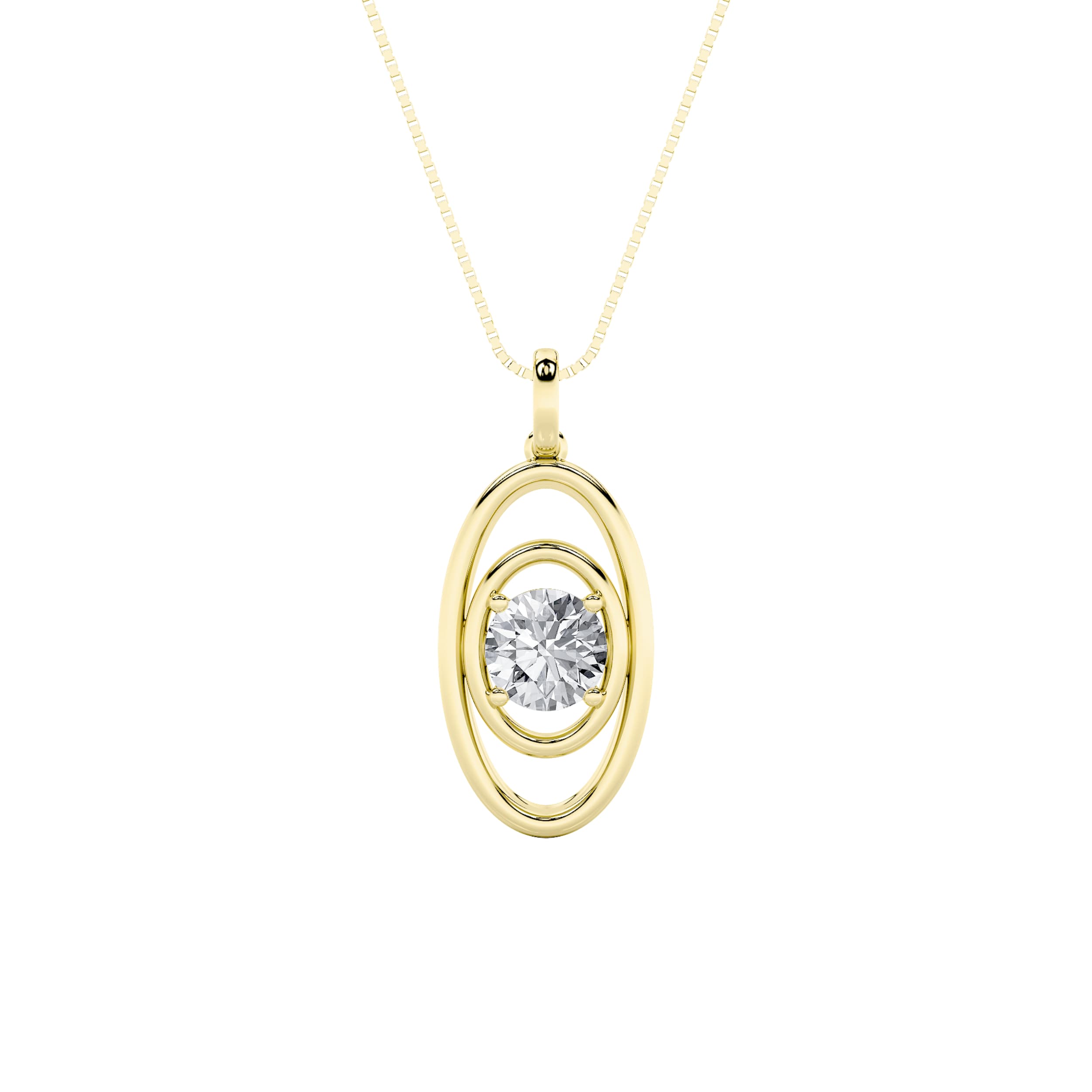 Round Lab Diamond Concentric Fancy Pendant — 1 ct total weight in 14k yellow gold · product view 1