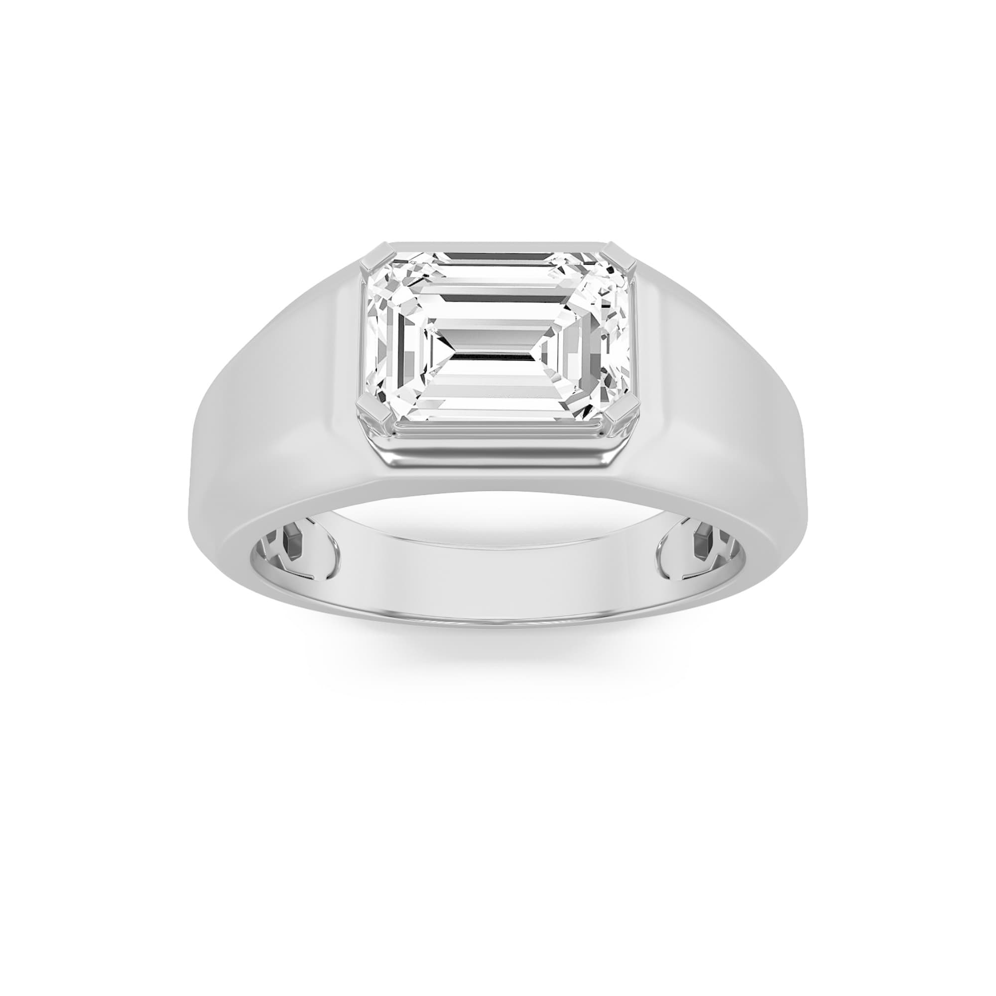 Emerald Lab Diamond Men’s Ring — 3 ct total weight in 14k white gold · product view 1