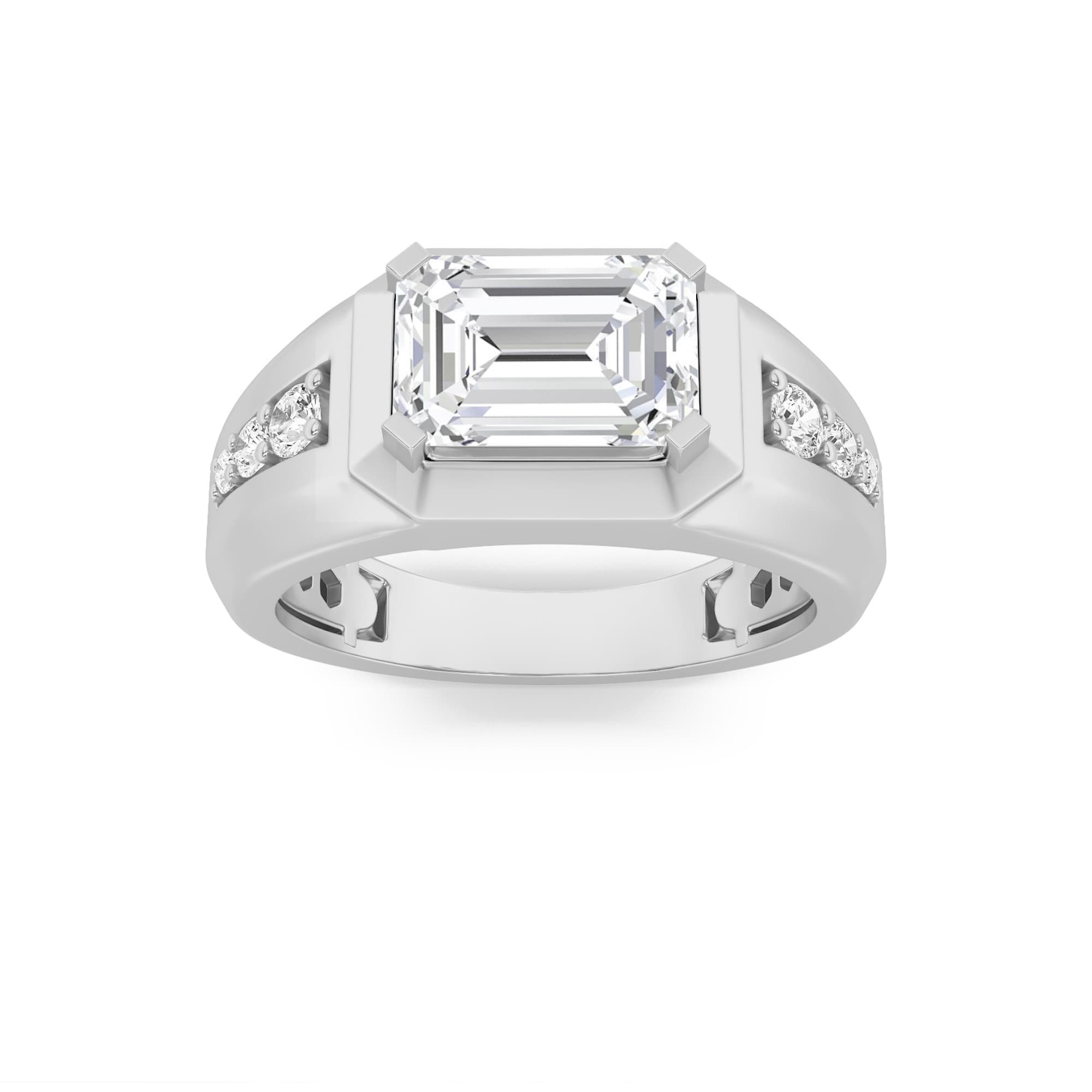 Emerald Lab Diamond Fine Ring — 3.25 ct total weight in 14k white gold · product view 1