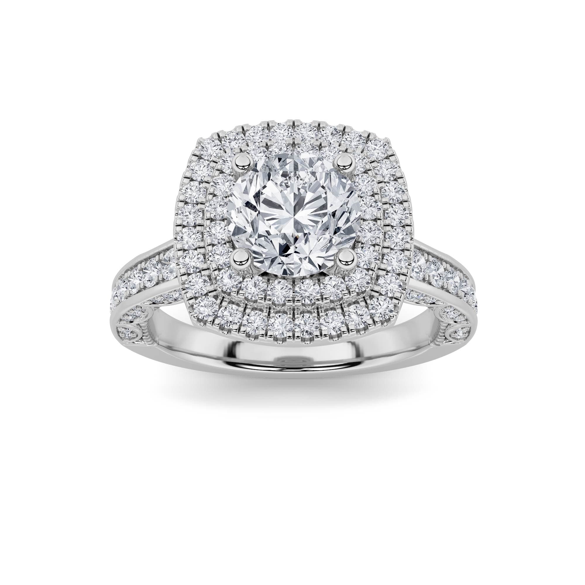 Round Lab Diamond Engagement Ring — 1.75 ct total weight in 14k white gold · product view 1