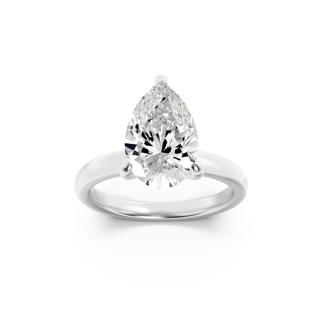 Pear Lab Diamond HiddenHalo Plain Shank Engagement Ring — 1 ct total weight in 14k white gold · product view 1