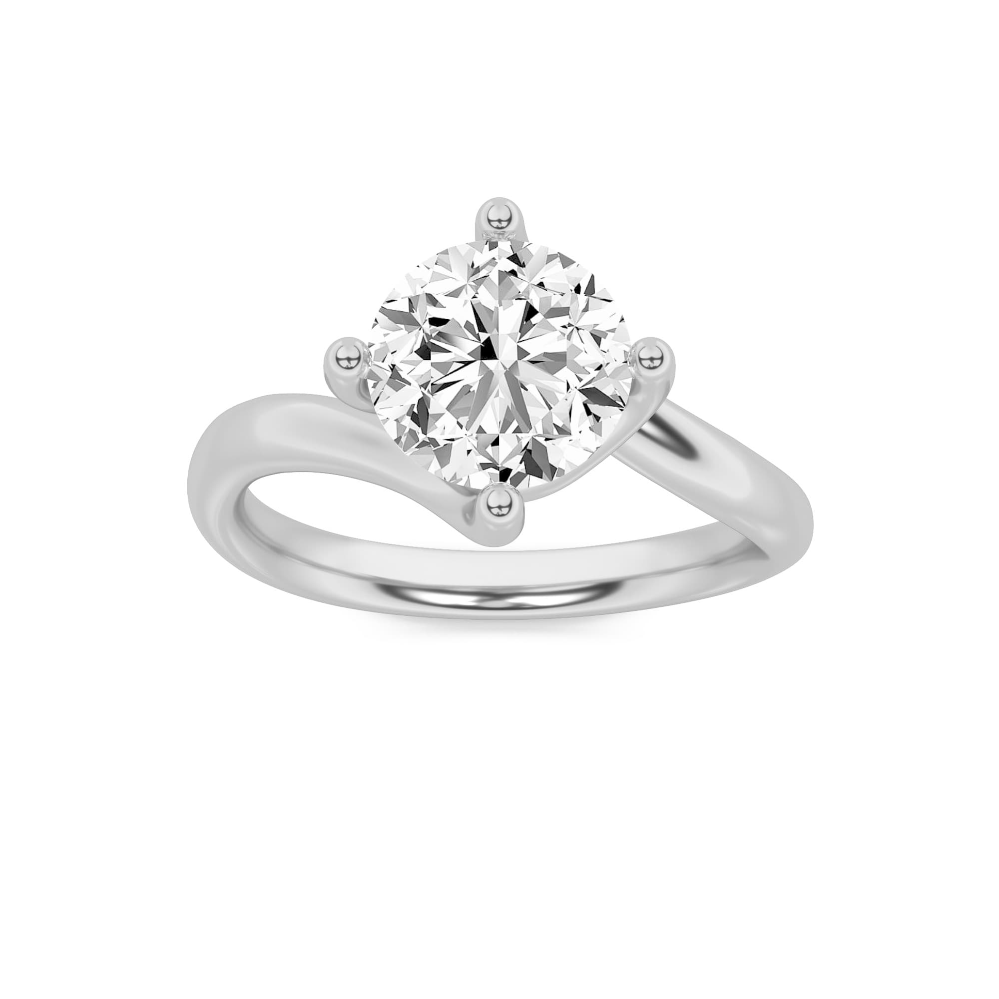 Round Lab Diamond Bypass Shank Engagement Ring — 1 ct total weight in 14k white gold · product view 1