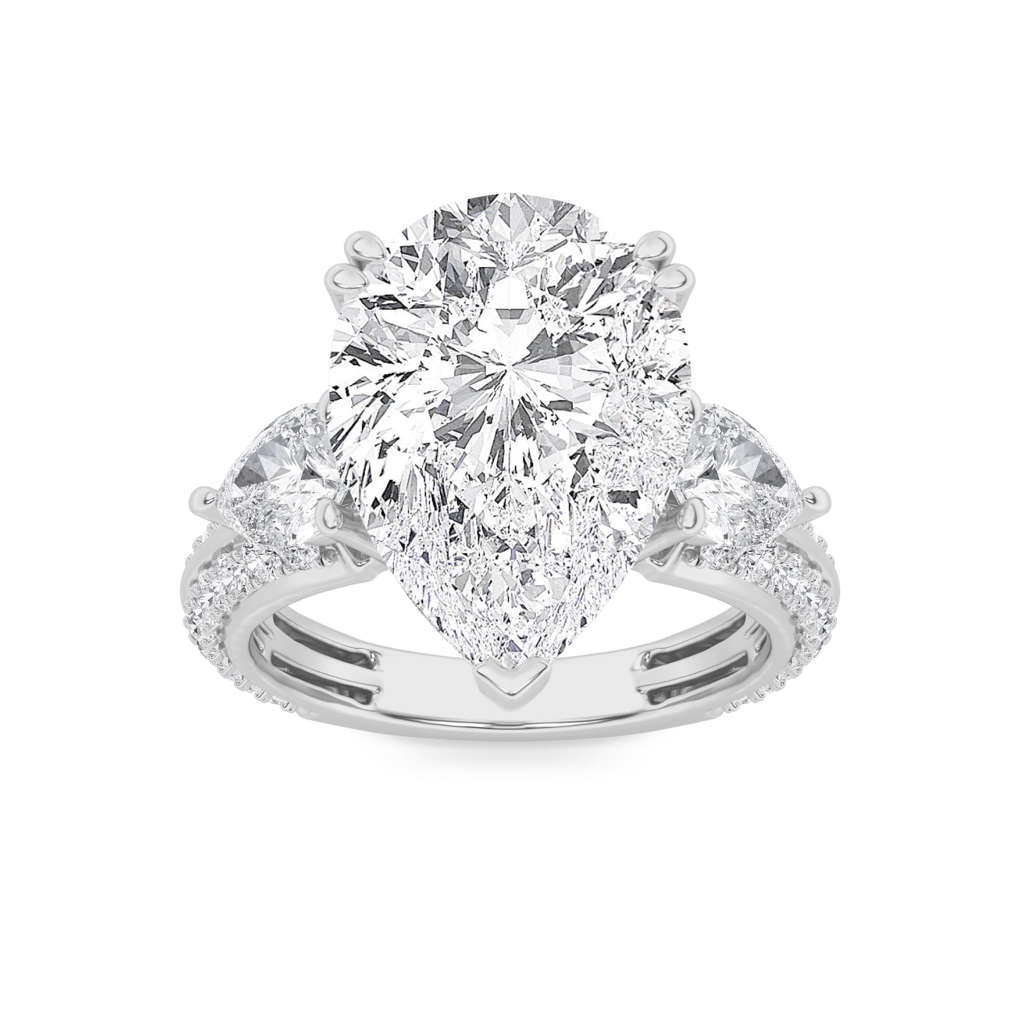 Pear Lab Diamond Bold Statement Accented Ring — 6.75 ct total weight in 14k white gold · product view 1