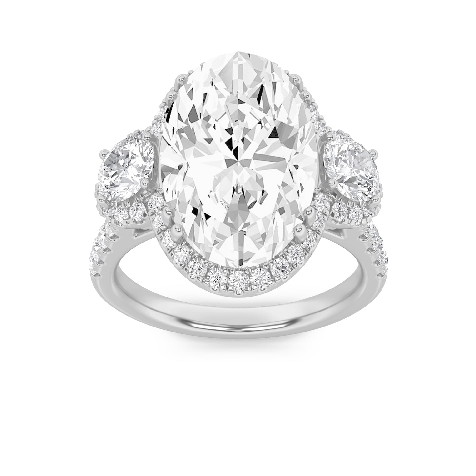 Oval Lab Diamond BoldStatement Accented Ring — 7.5 ct total weight in 14k white gold · product view 1