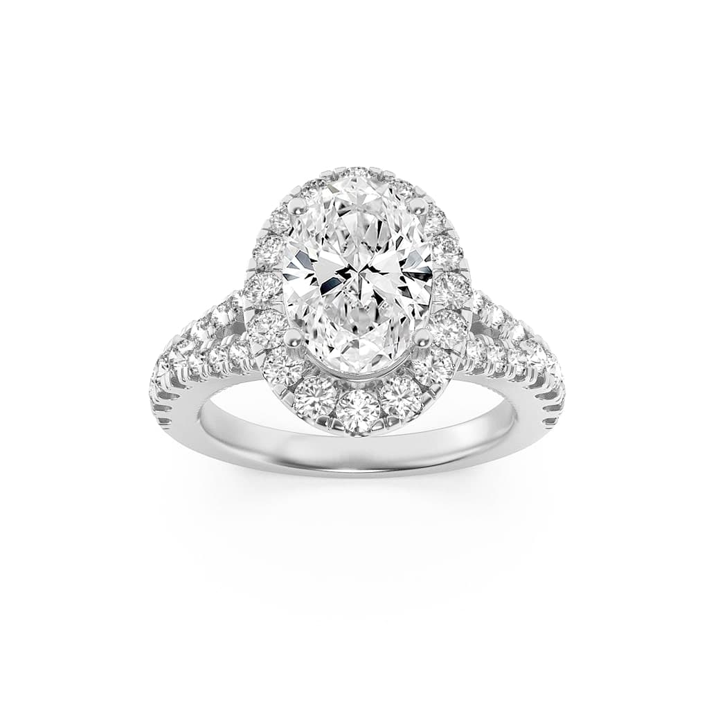 Oval Lab Diamond Engagement Ring — 2.5 ct total weight in 14k white gold · product view 1