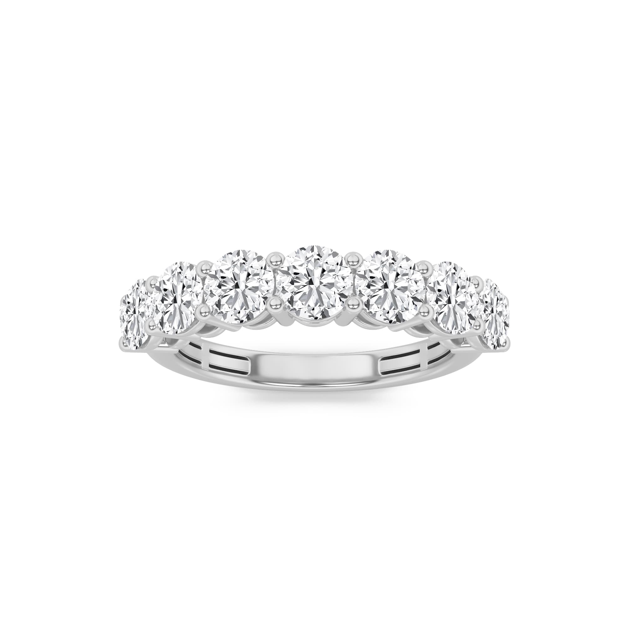 Round Lab Diamond SevenStone Band Ring — 2 ct total weight in 14k white gold · product view 1