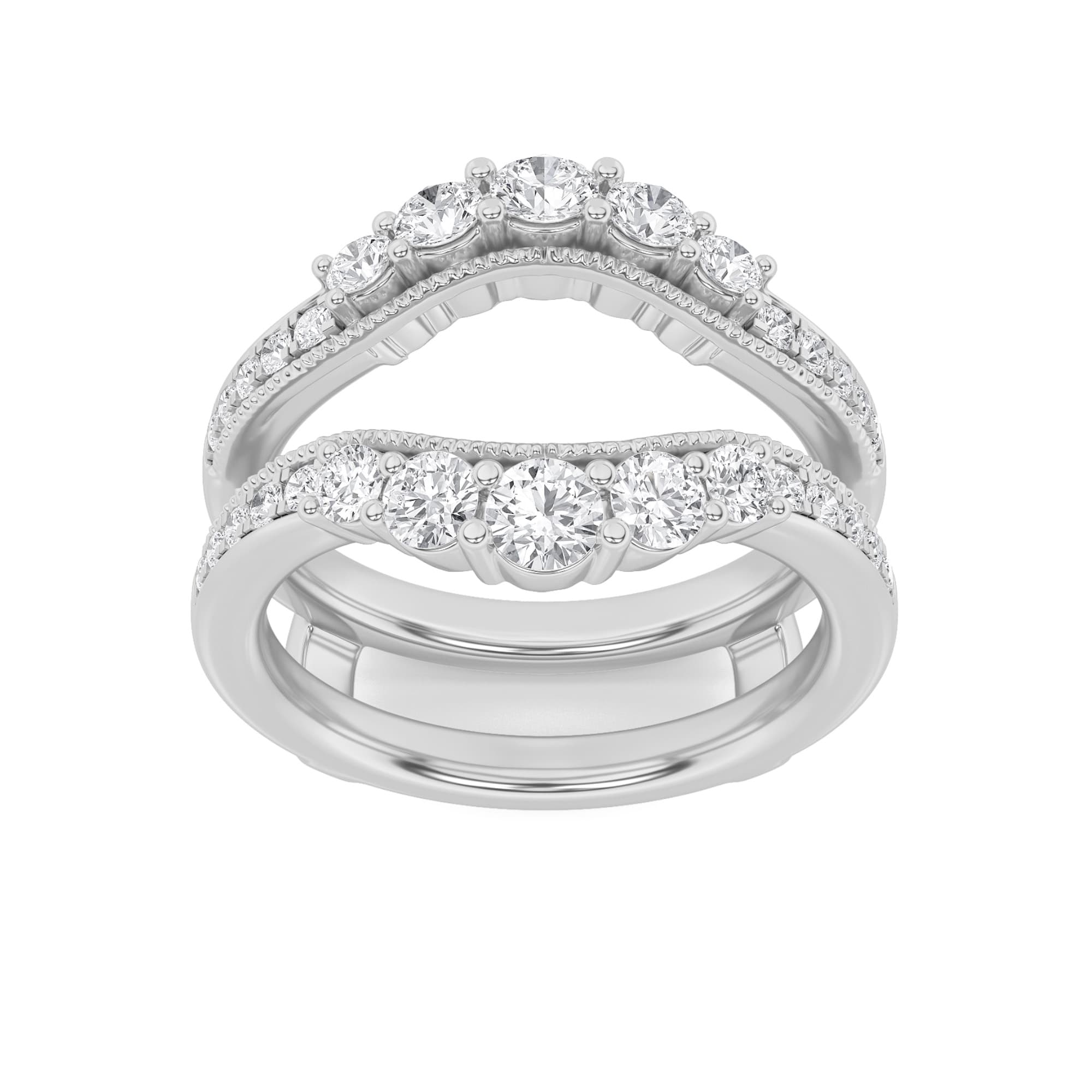Round Lab Diamond Insert Jacket Ring — 1 ct total weight in 14k white gold · product view 1