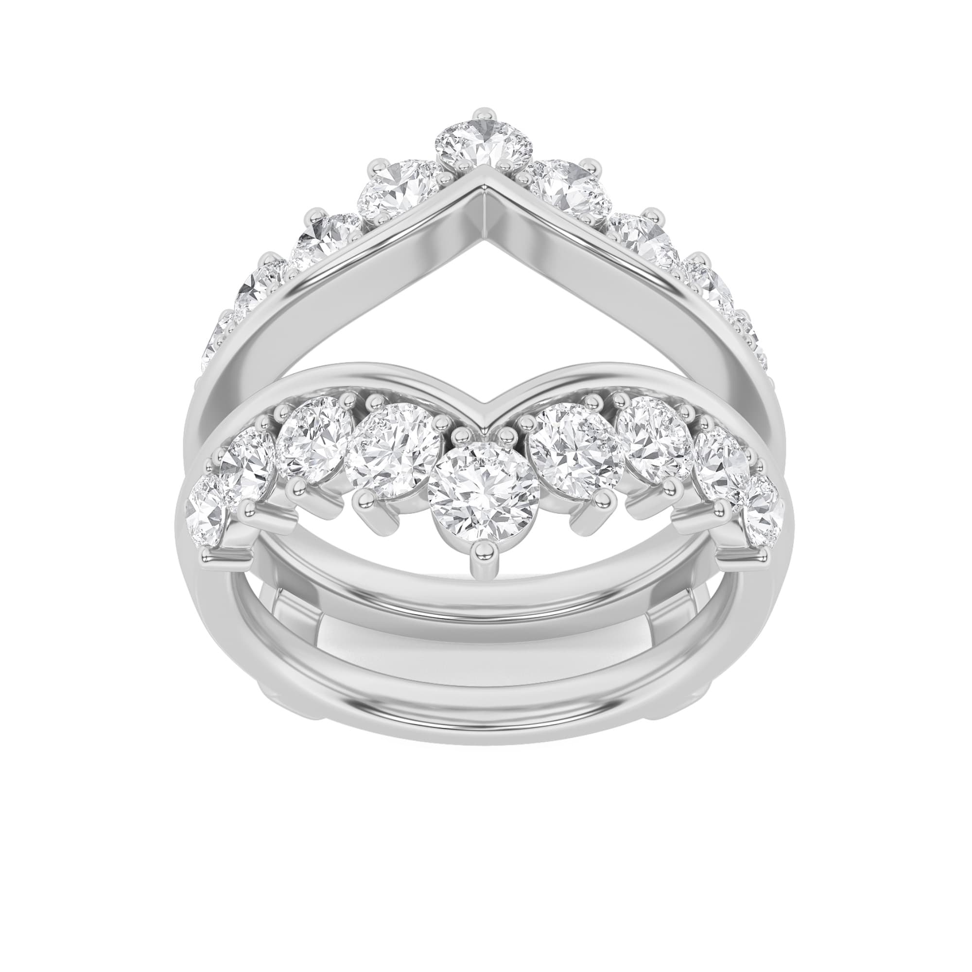 Round Lab Diamond Insert Jacket Ring — 2 ct total weight in 14k white gold · product view 1