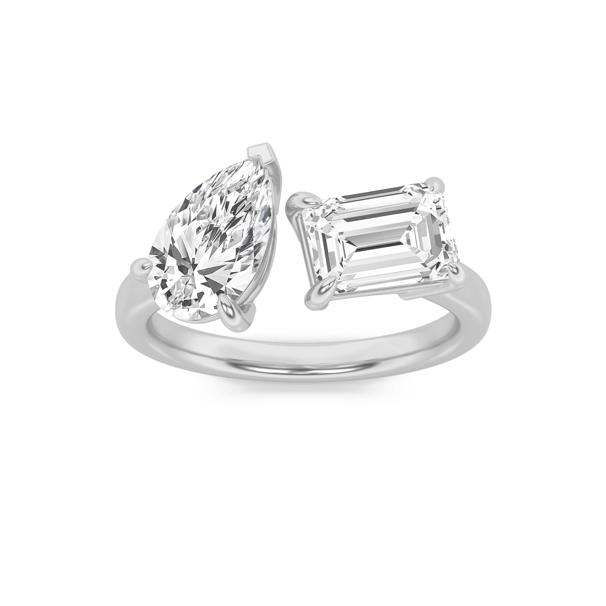 Emerald Lab Diamond Toiet Moi Fashion Ring — 3 ct total weight in 14k white gold · product view 1