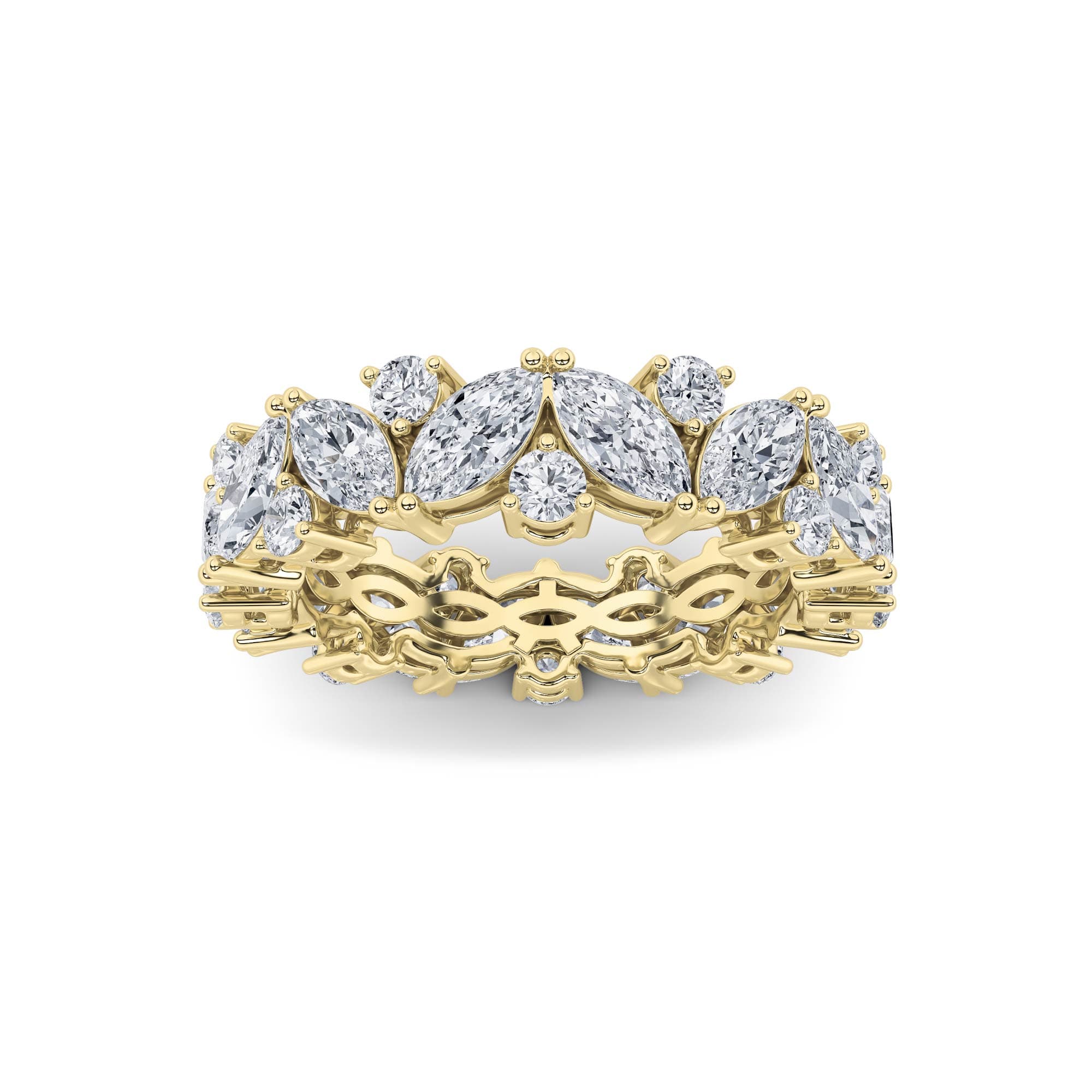 Marquise Lab Diamond Eternity Band Ring — 3 ct total weight in 14k yellow gold · product view 5