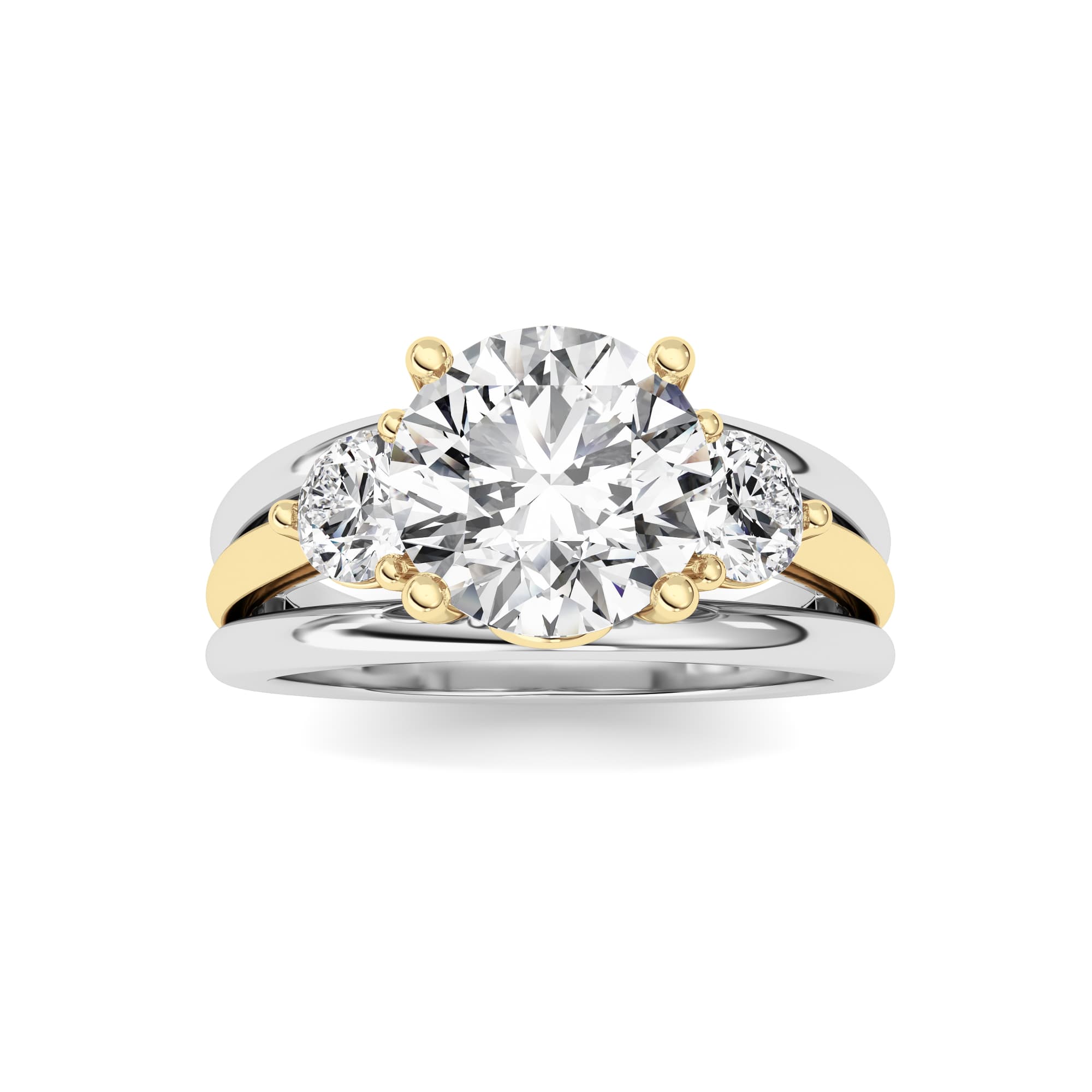 Oval Lab Diamond Two-Tone Solitaire Engagement Ring — 2.5 ct total weight in 14k white gold · product view 1