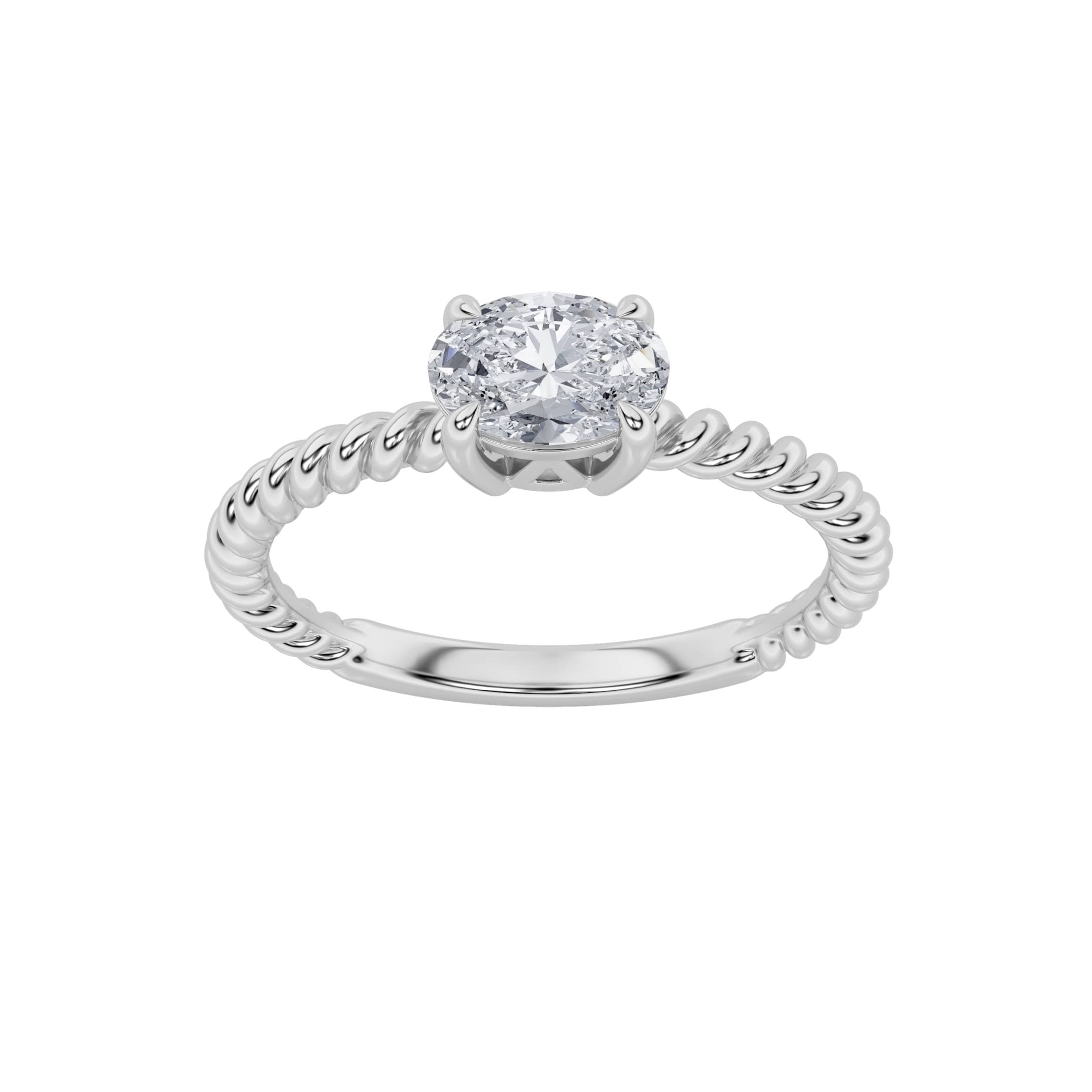 Oval Lab Diamond Petite Solitaire Engagement RING — 0.5 ct total weight in 14k white gold · product view 1