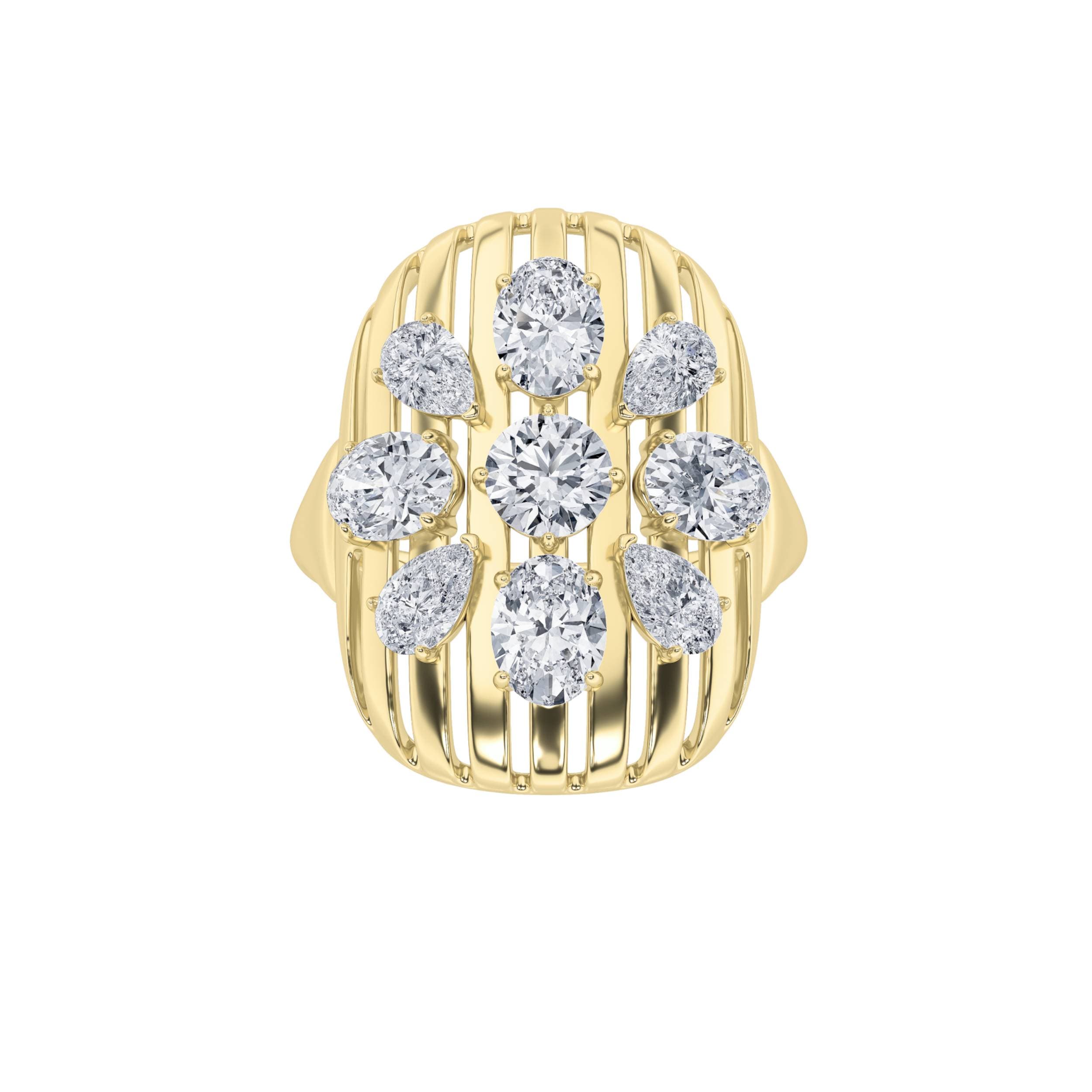 Round Lab Diamond Fashion Ring — 2 ct total weight in 14k yellow gold · product view 1