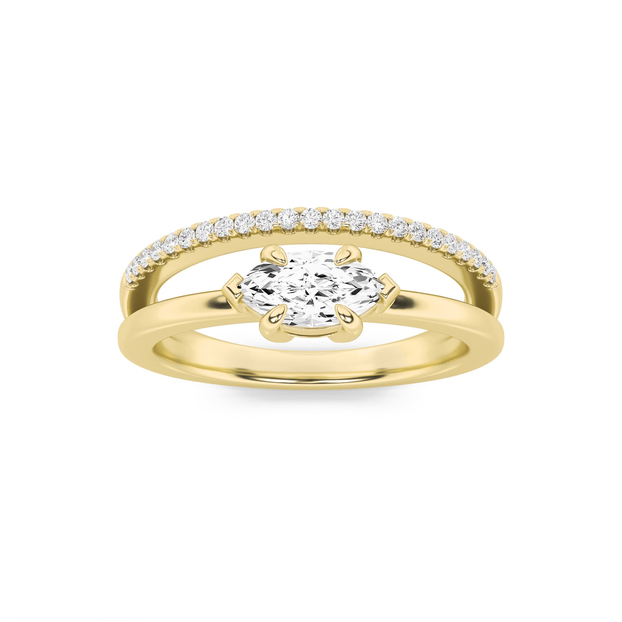 Marquise Lab Diamond Fine Ring — 0.5 ct total weight in 14k yellow gold · product view 1