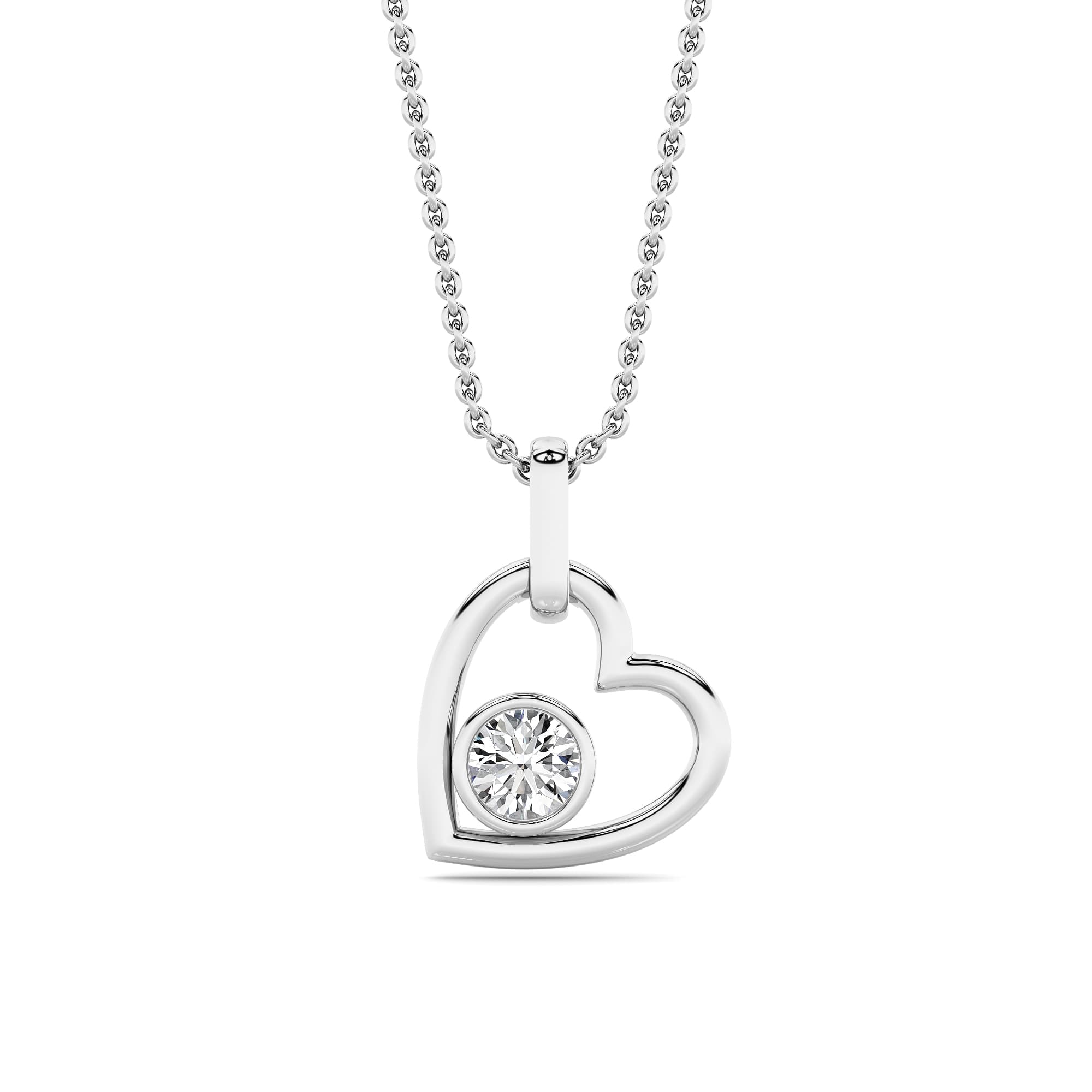 Round Lab Diamond Heart Pendant — 0.33 ct total weight in 14k white gold · product view 1