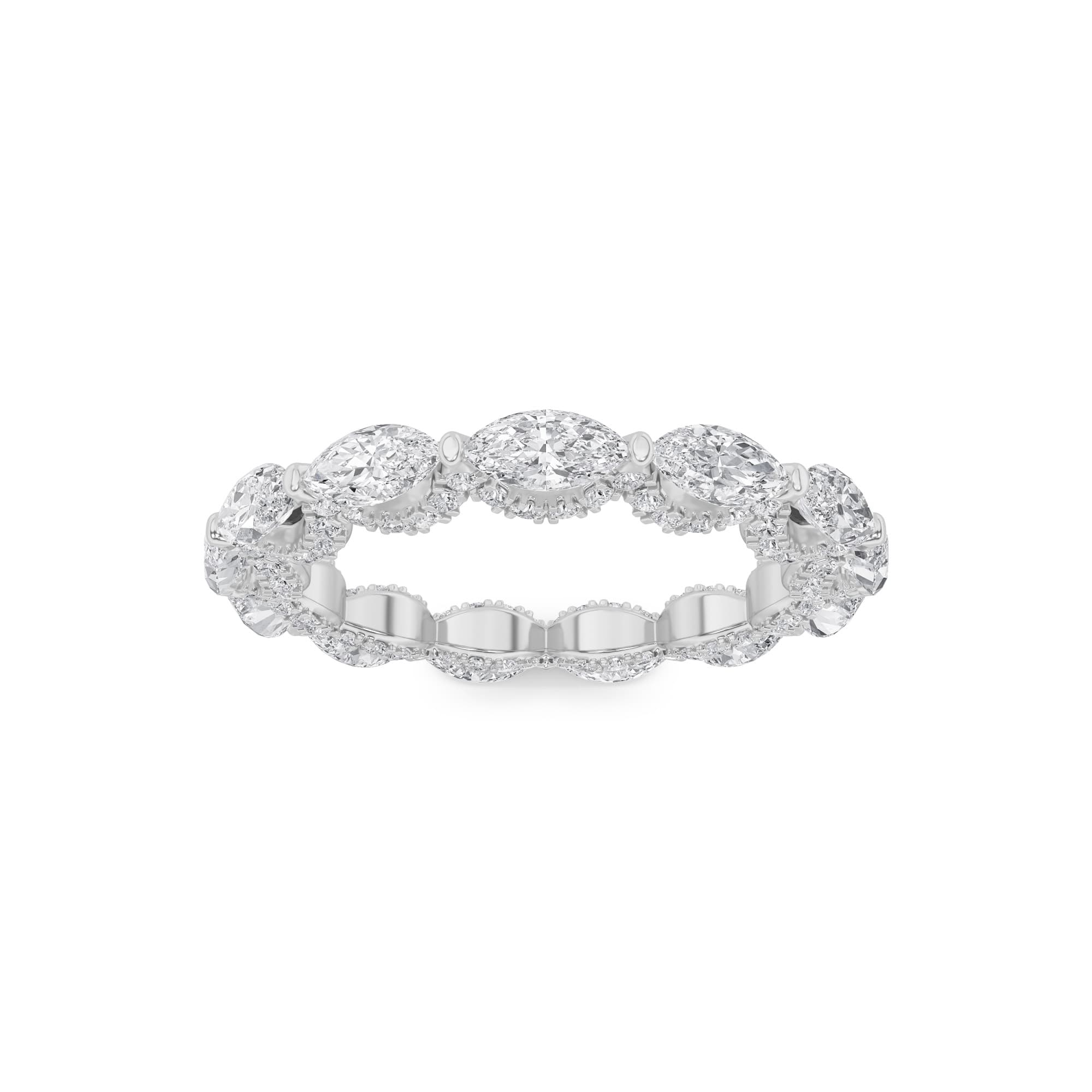 Marquise Lab Diamond Eternity Band Ring — 2.5 ct total weight in 14k white gold · product view 1