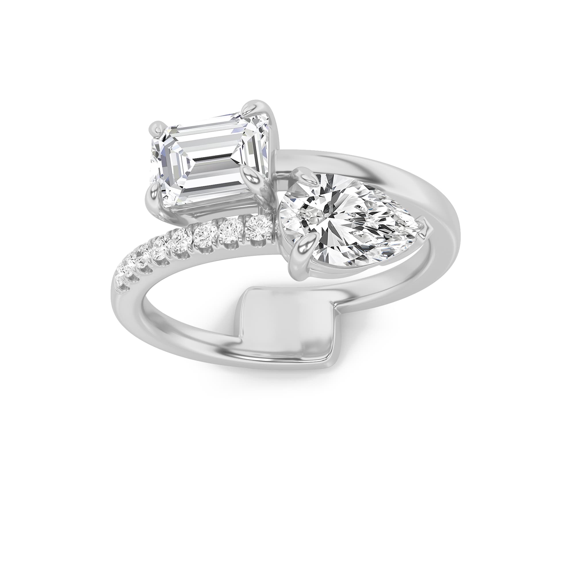 Pear Lab Diamond Toi et Moi Fashion Ring — 1.5 ct total weight in 14k white gold · product view 1