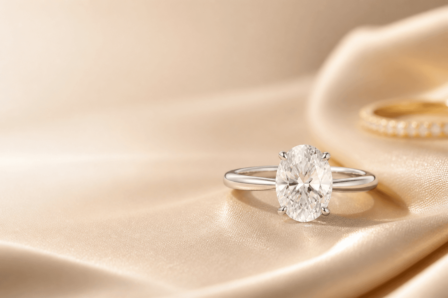 Oval lab diamond ring in platinum