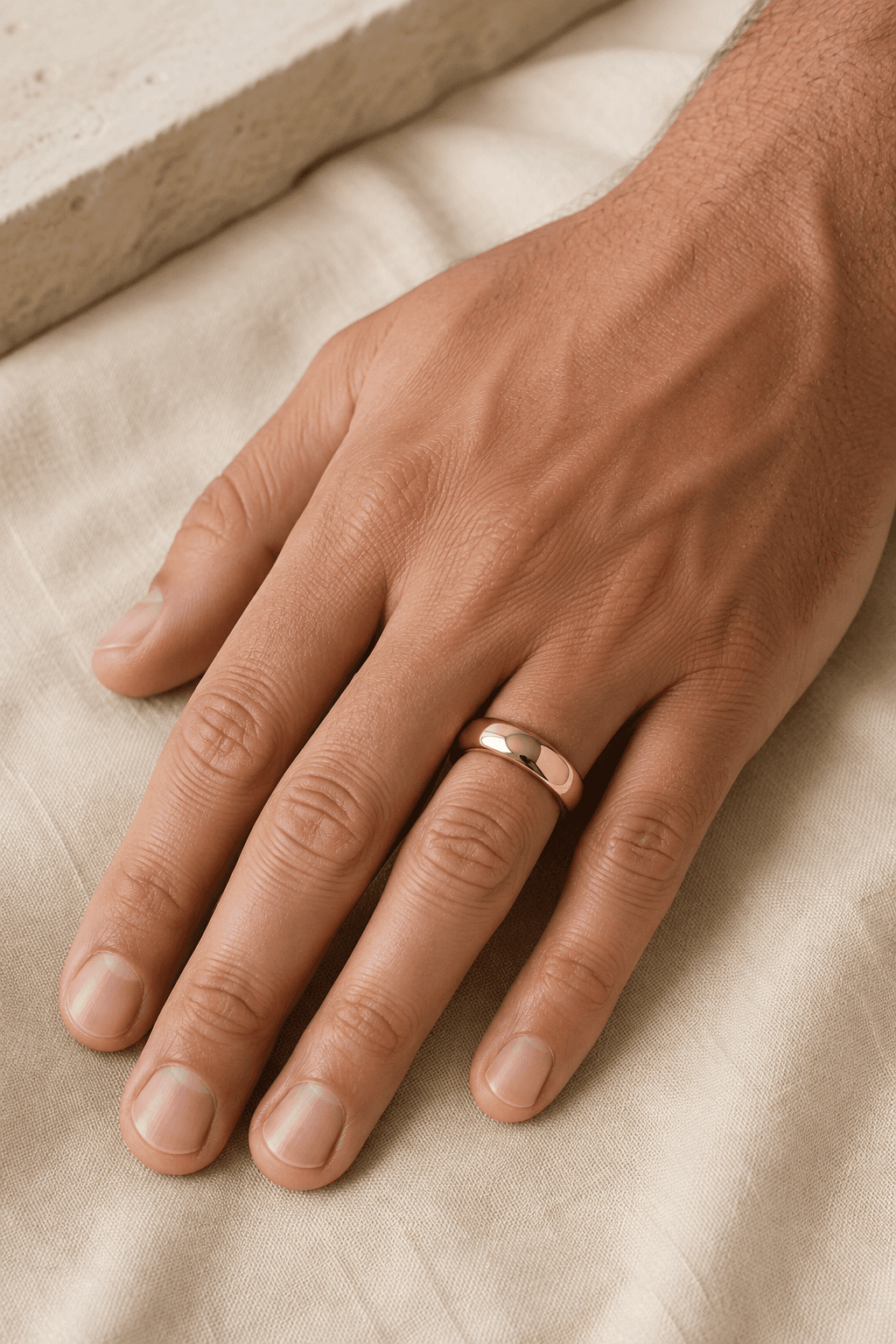 Substantial polished gold wedding band